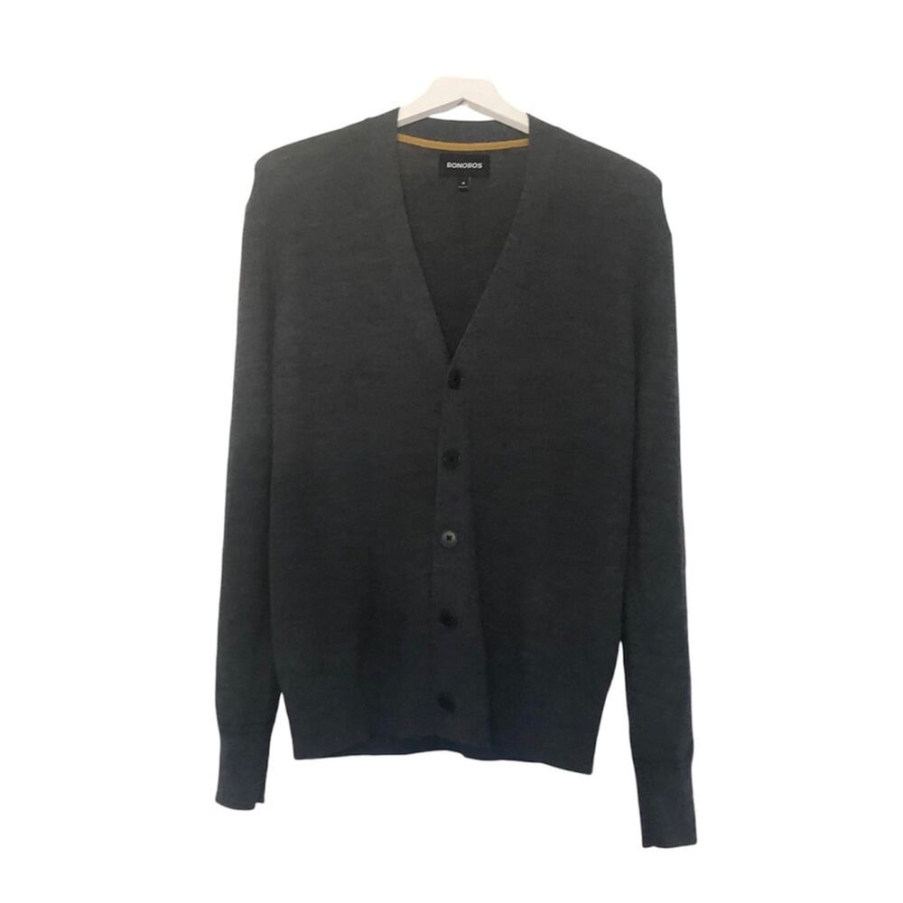 EUC Bonobos Wool Blend Gray Knit Sweater Cardigan Button Front Size Medium